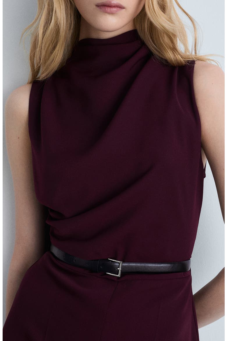 Belted Sleeveless Wide Leg Jumpsuit, Alternate, color, WINE