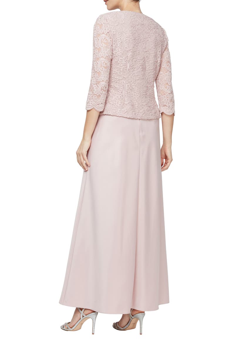 Embroidered Lace Mock Two-Piece Gown with Jacket, Alternate, color, BLUSH