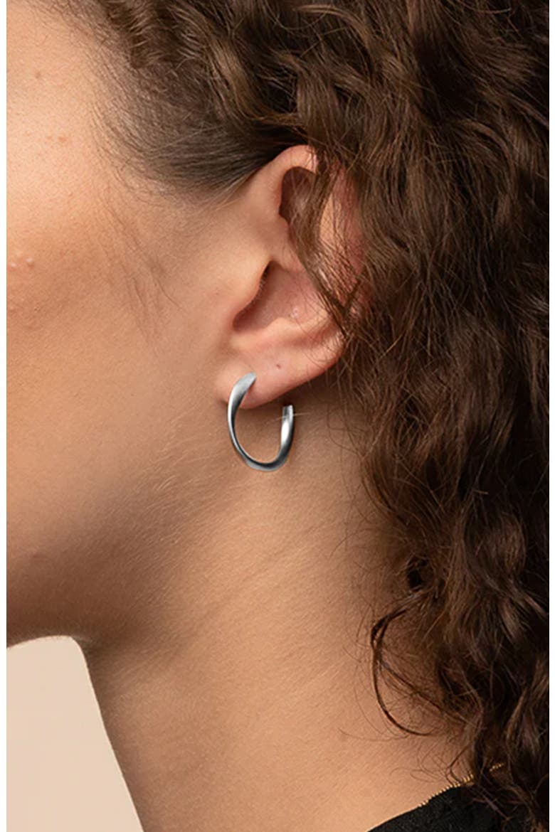 Leslie Small Sculpted Oval Hoop Earrings Dainty Trendy, Alternate, color, Silver
