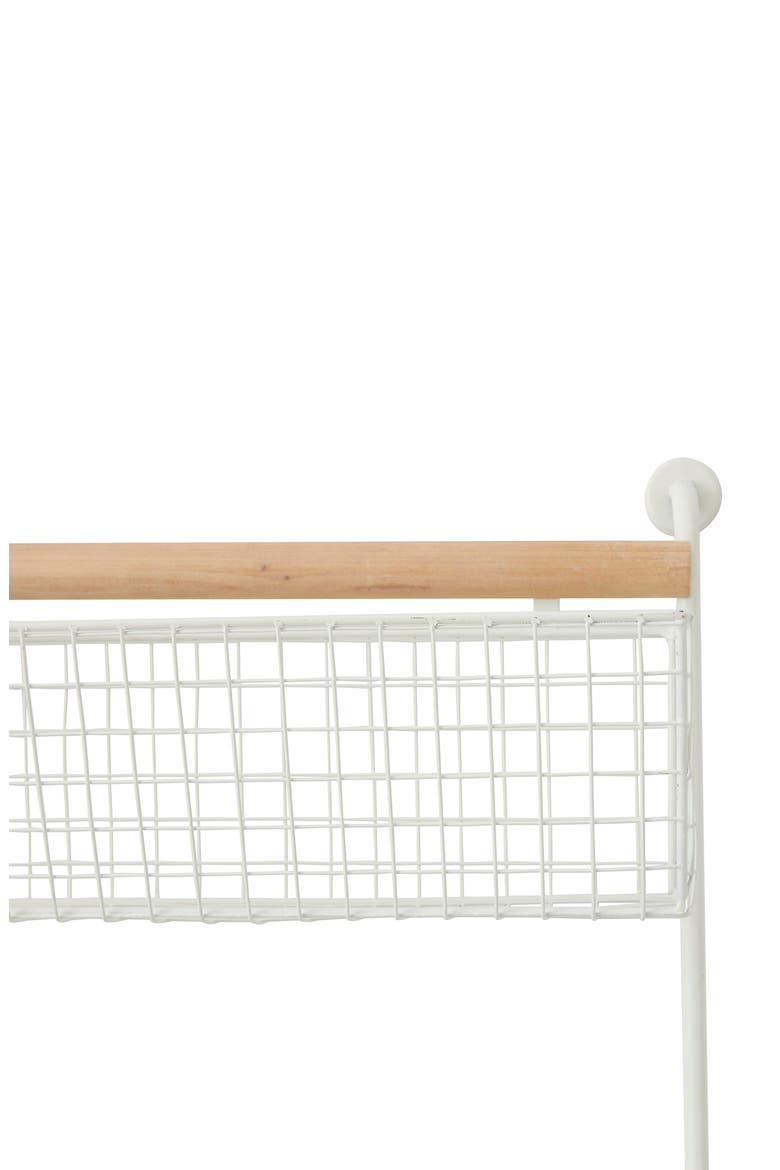 White Metal Wall Mounted Hanging Basket Magazine Rack Holder, Alternate, color, WHITE
