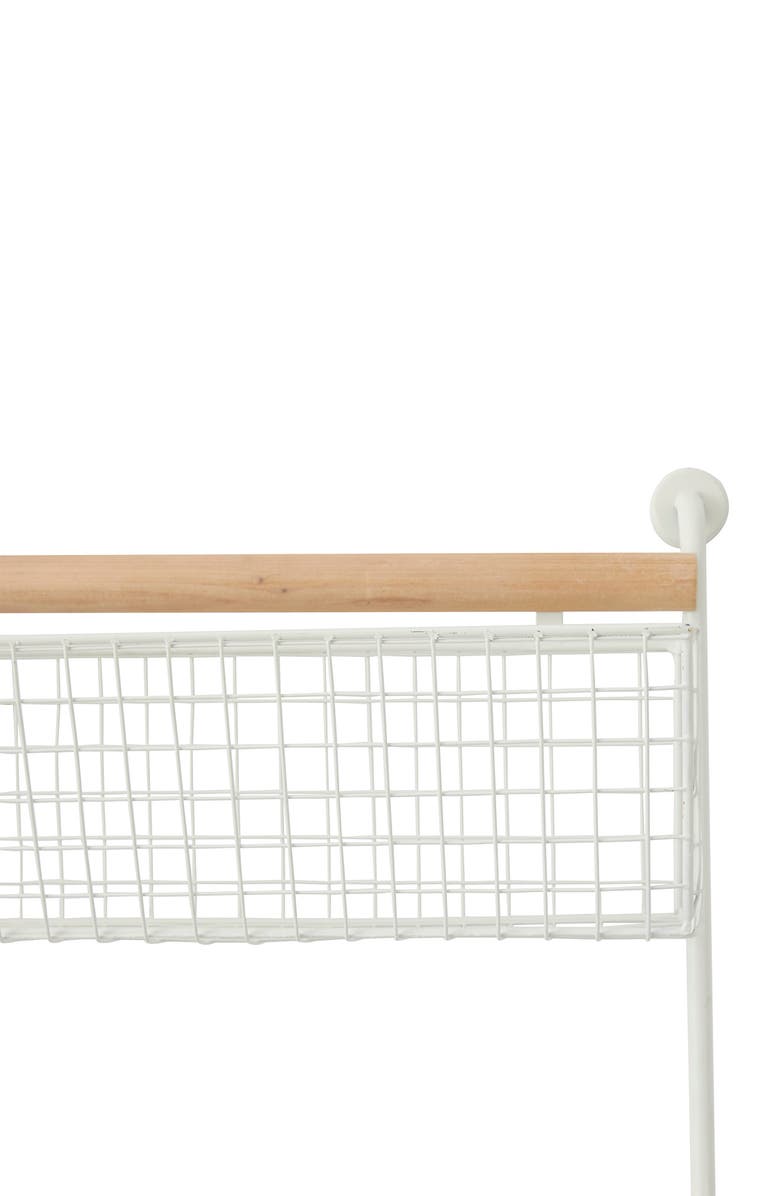 SONOMA SAGE HOME White Metal Wall Mounted Hanging Basket Magazine Rack Holder, Alternate, color, White