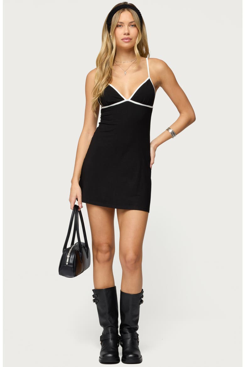 Laurah Contrast Minidress, Alternate, color, BLACK