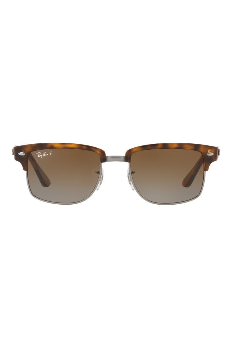 52mm Polarized Square Clubmaster Sunglasses, Main, color, HAVANA