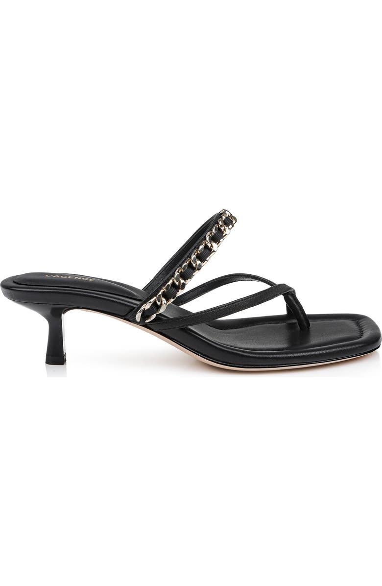 L'AGENCE Georgette Kitten Heel Slide Sandal, Alternate, color, Black Leather