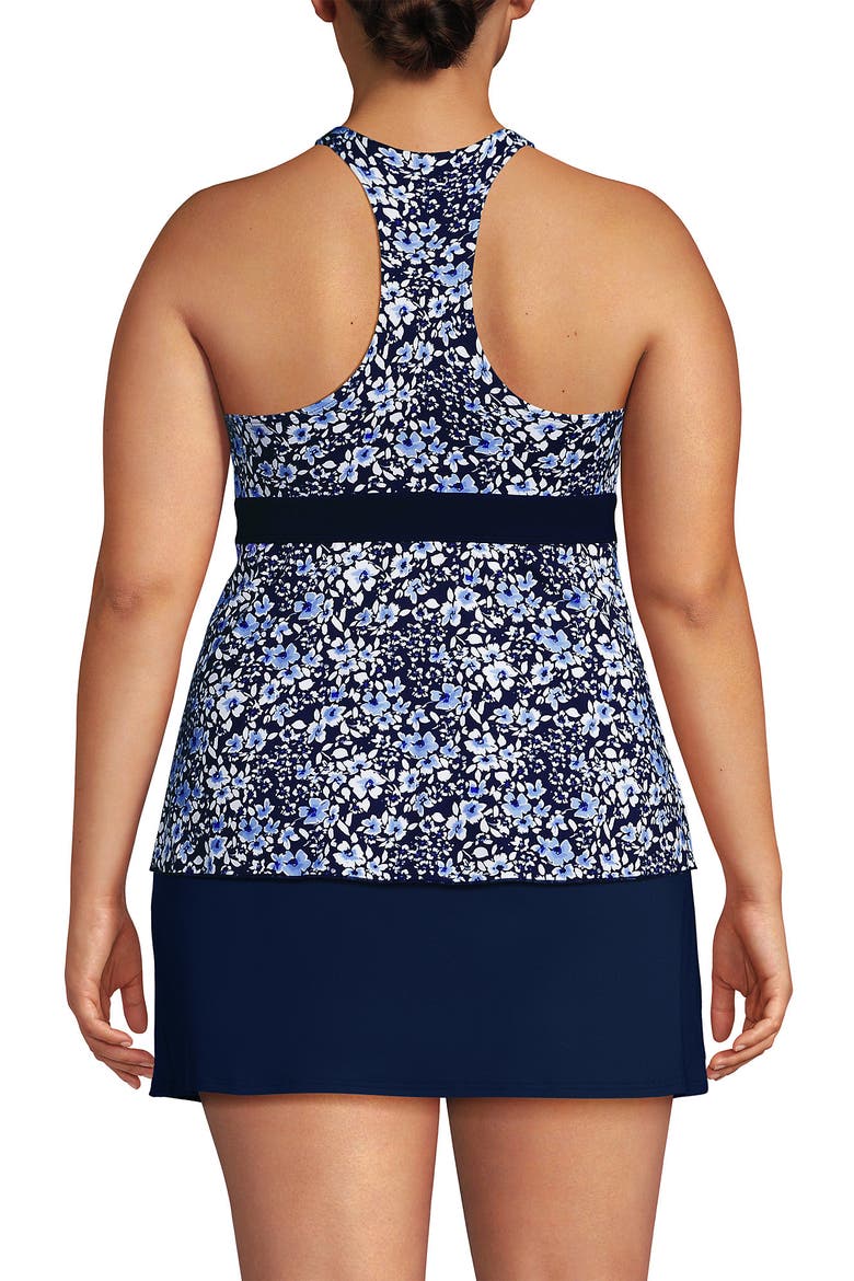 V-Neck Racerback Flutter Tankini, Alternate, color, Navy Meadow Floral