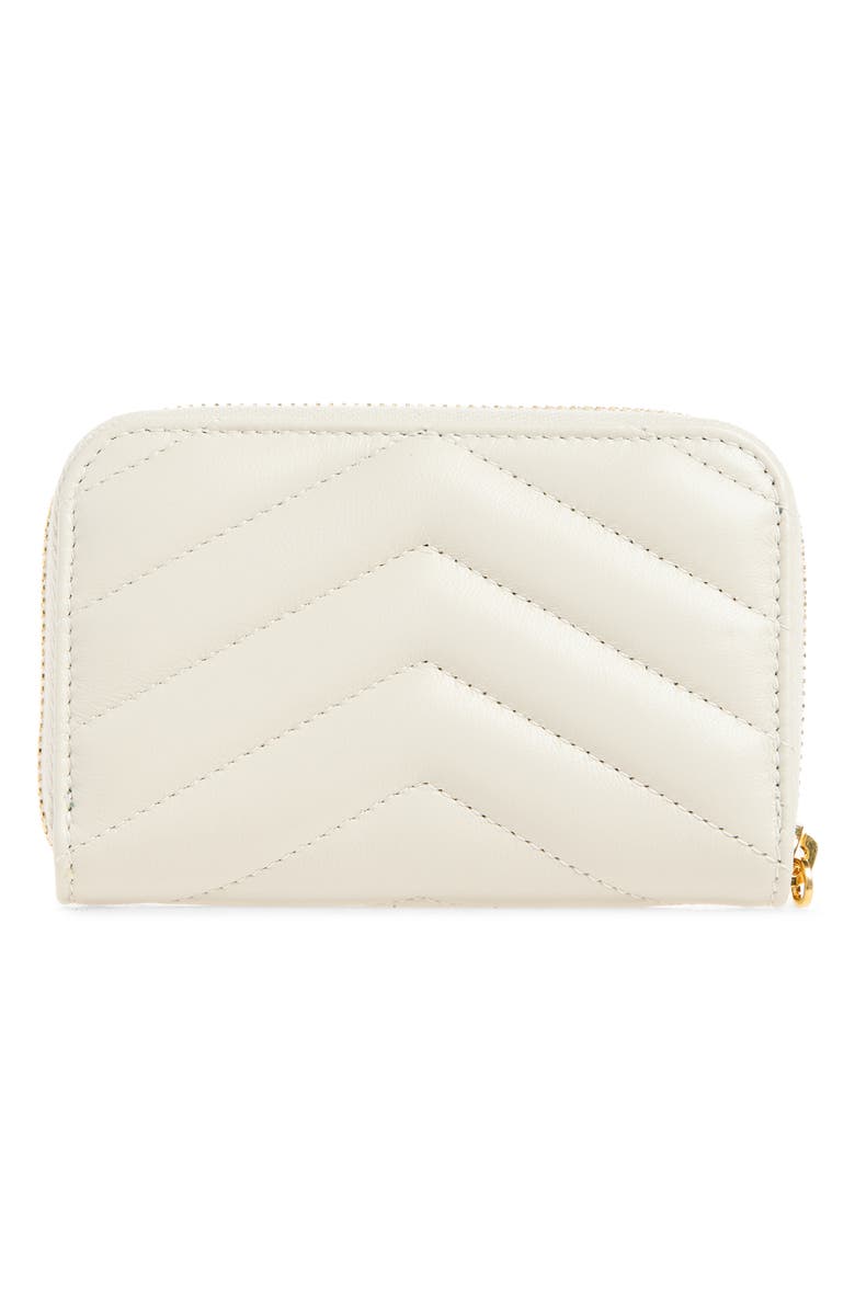 Saint Laurent Cassandre Matelassé Leather Zip Wallet, Alternate, color, Blanc Vintage