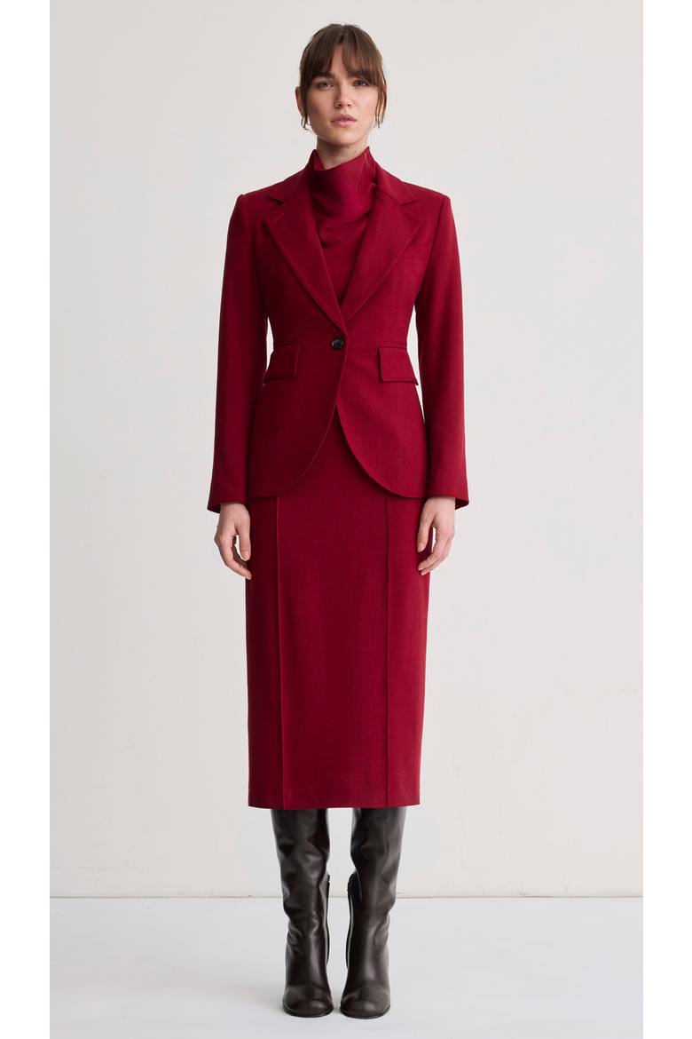 Funnel Neck Midi Dress, Alternate, color, Garnet Fleck
