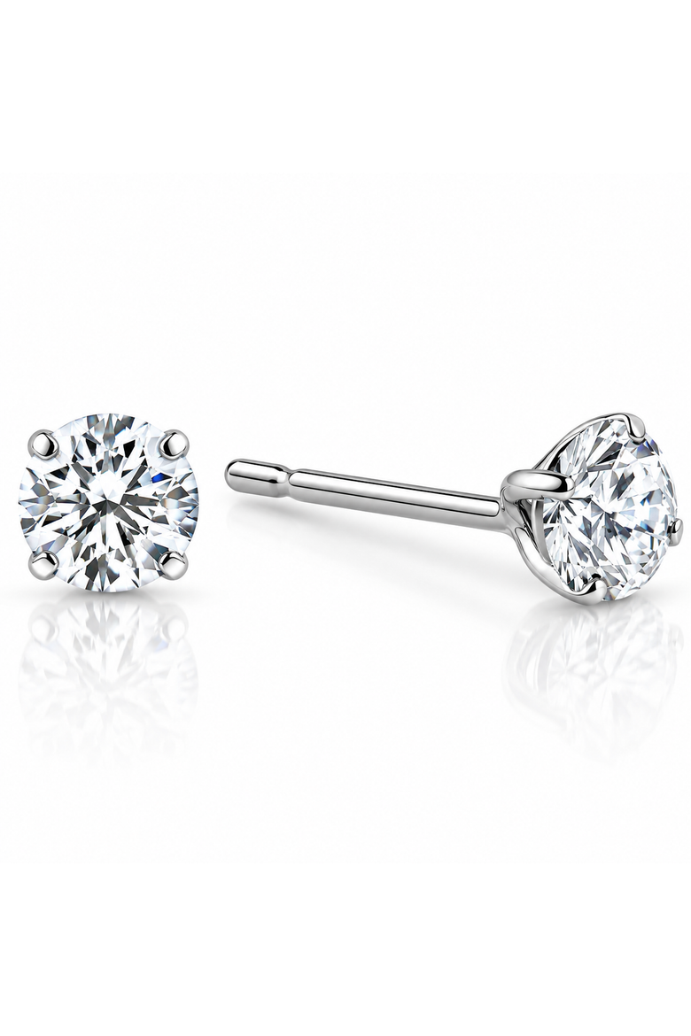1/5 Ct Small Diamond Studs 14k Gold Lab Grown Earrings, Alternate, color, 14k White Gold