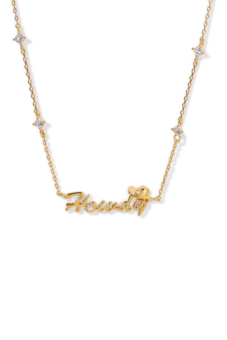 Howdy Partner Pendant Choker Necklace, Main, color, GOLD