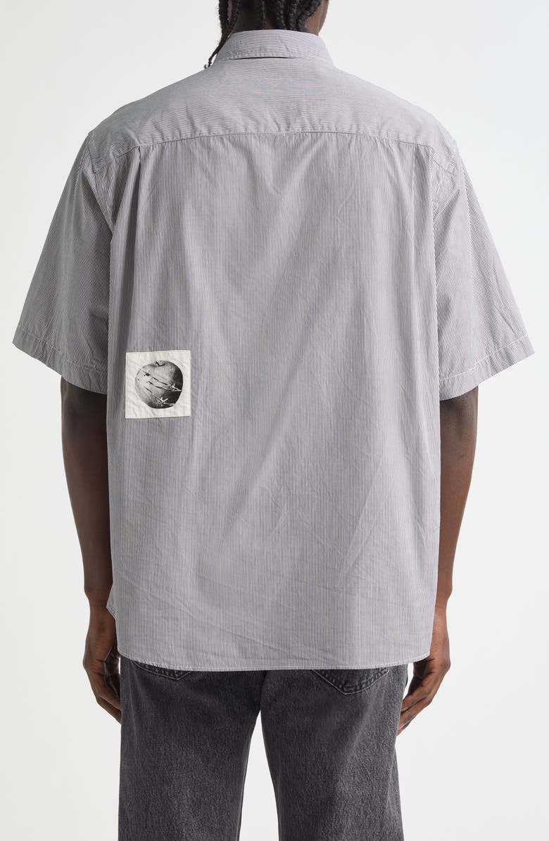 Undercover Patchwork Stripe Button-Up Shirt, Alternate, color, Black St