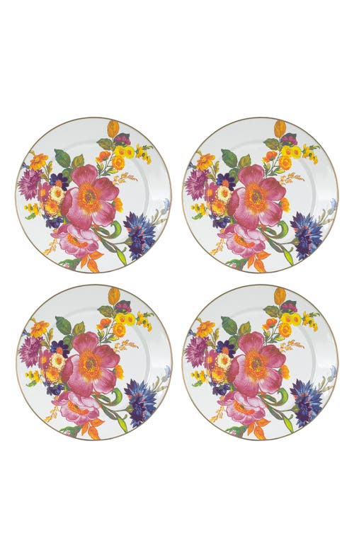 Mackenzie-childs Mackenzie Childs Flower Market Set Of 4 Enameled Steel Charger Plates In Multi