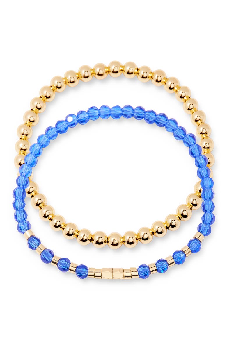 Makenna Set of 2 Birthstone Beaded Stretch Bracelets, Main, color, GOLD