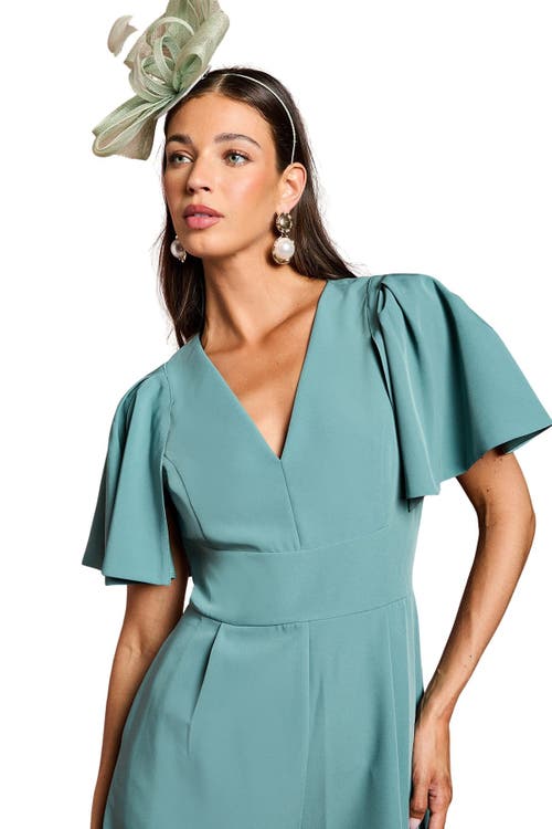 Coast Flutter Sleeve Plunge Jumpsuit In Blue