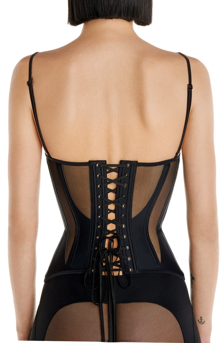 MUGLER High Tech Cutout Illusion Panel Corset Top, Alternate, color,