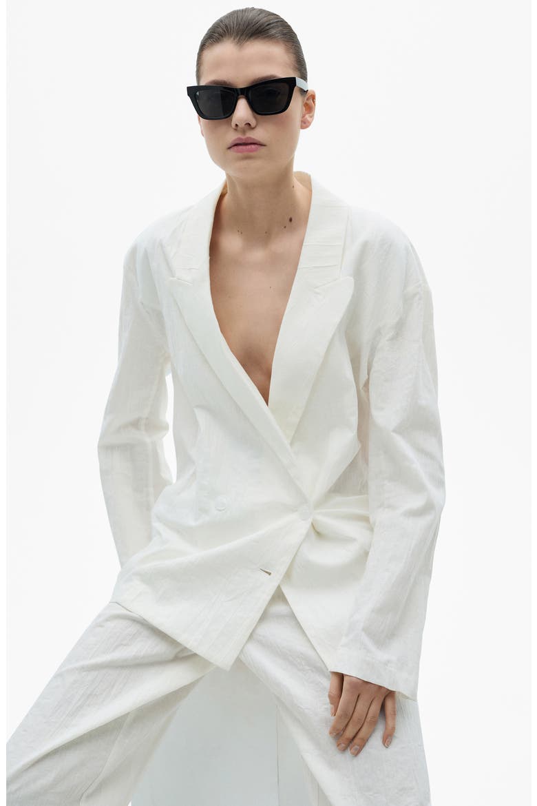 Wrinkled Effect Double Breasted Suit Jacket, Alternate, color, WHITE