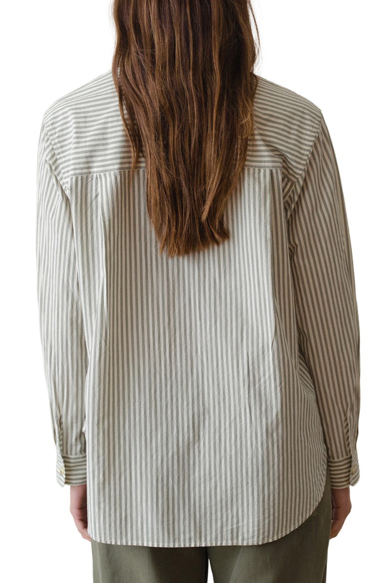 Jane California Relaxed Stripe Cotton Poplin Button-Up Shirt, Alternate, color, OLIVE STRIPE