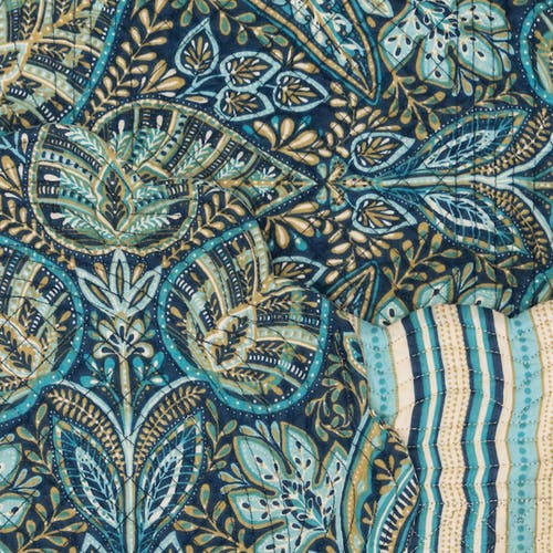 C & F Home C&f Home Bailey Blue Reversible Graphic Print Machine Washable Scallop Quilt Table Runner 14" X 51" In Blue