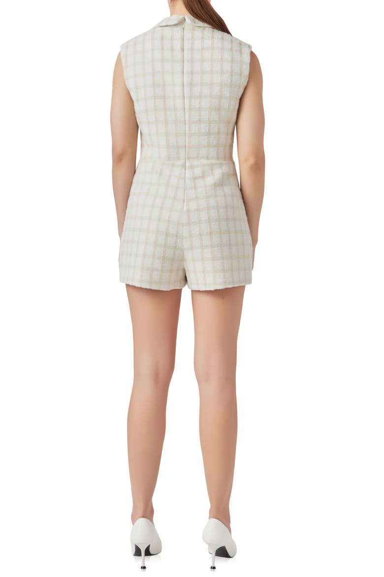 Suited Tweed Romper, Alternate, color, WHITE/ GOLD