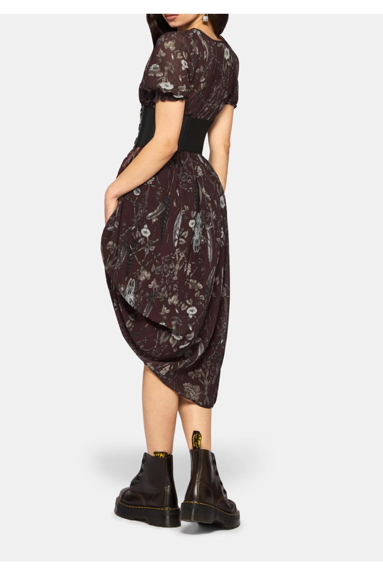 Dusha Garden Print Chiffon Midi Dress, Alternate, color, Red