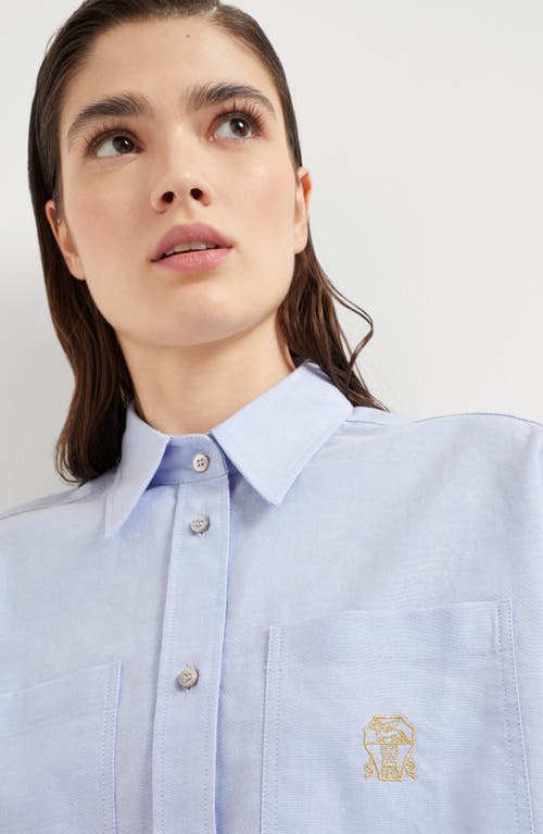 Brunello Cucinelli Oxford Shirt In Azure