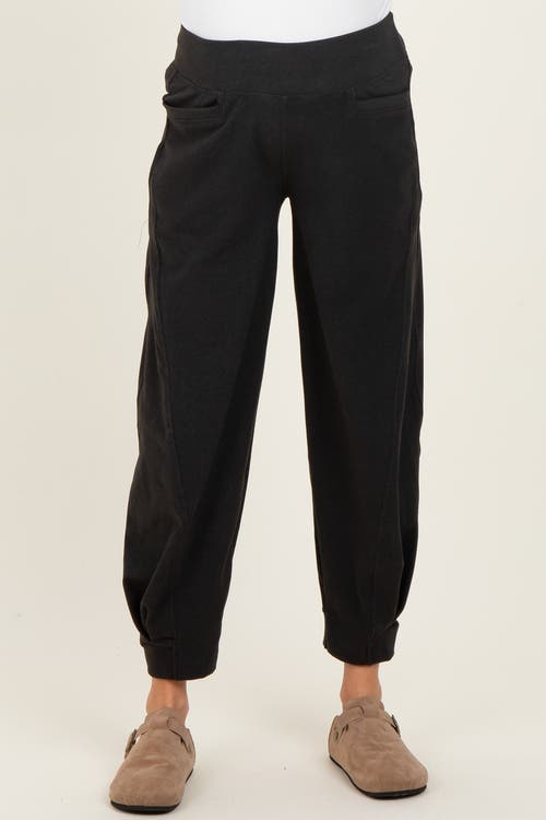 Pinkblush Brushed Knit Barrel Leg Joggers In Black