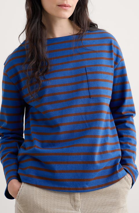 Beach Stripe Organic Cotton Boat Neck Top