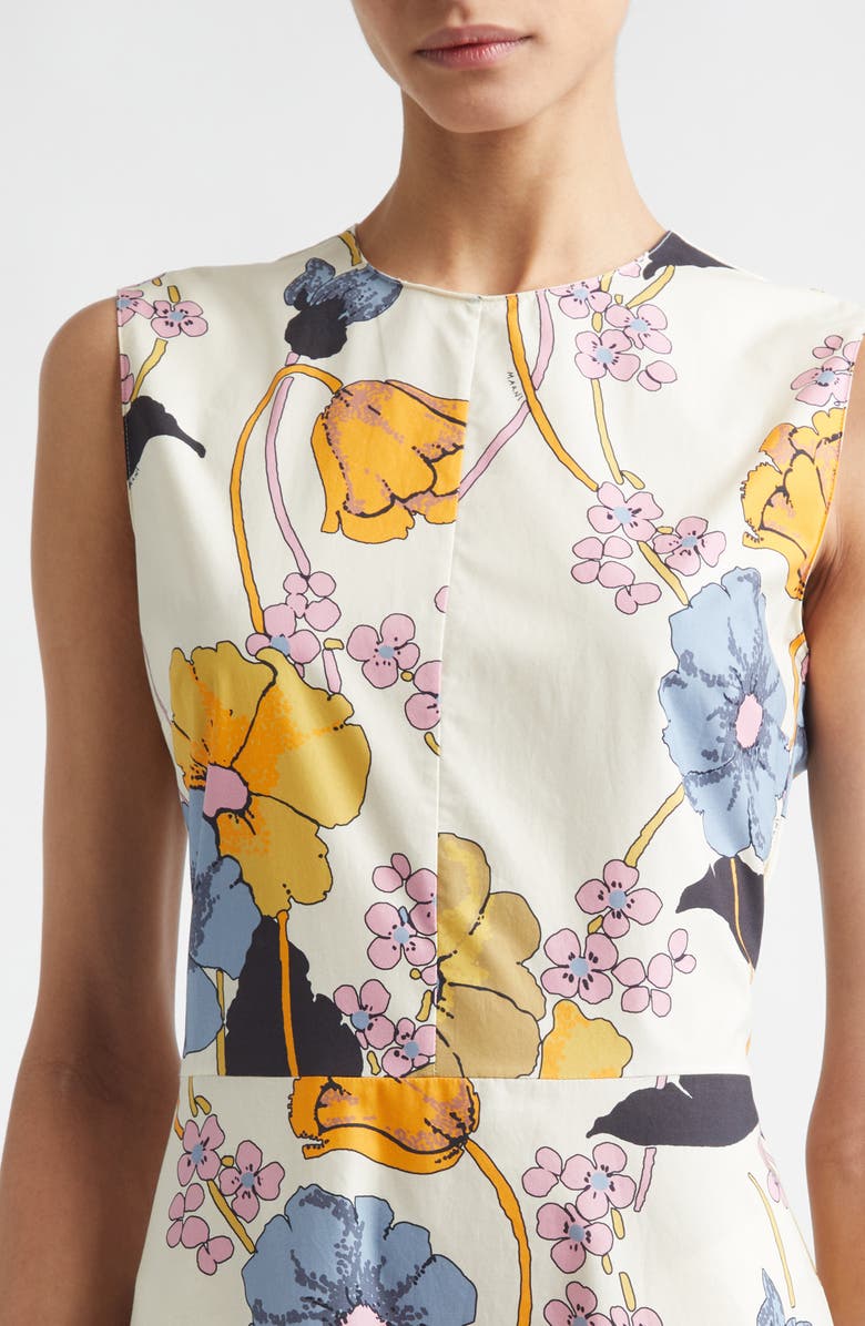 Marni Low Waist Flared Midi Dress, Alternate, color, Mfw08 Bone