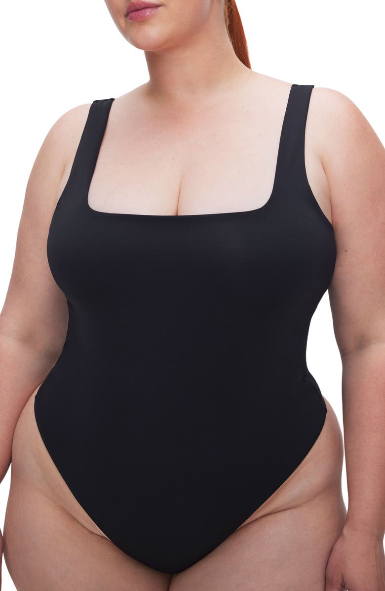 Good American Sculpting Modern Tank Bodysuit, Alternate, color, Black001