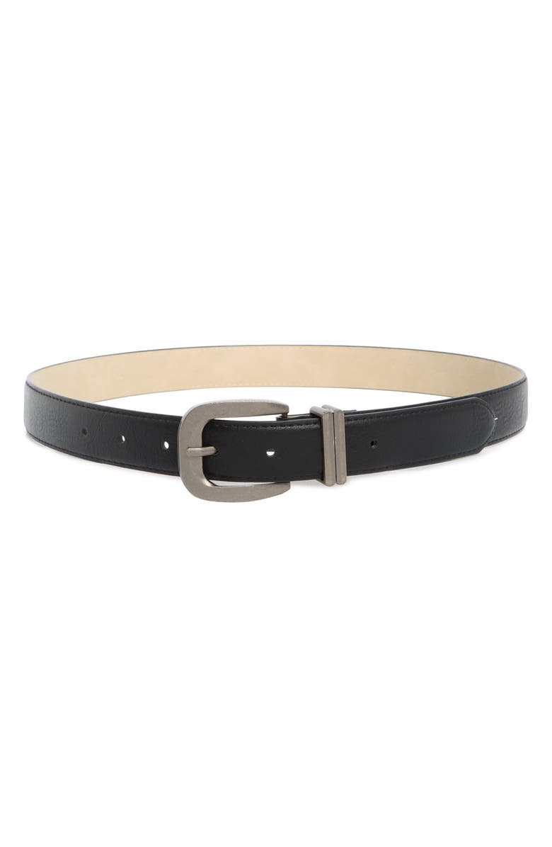 Steve Madden Textured Faux Leather Belt, Main, color, Black