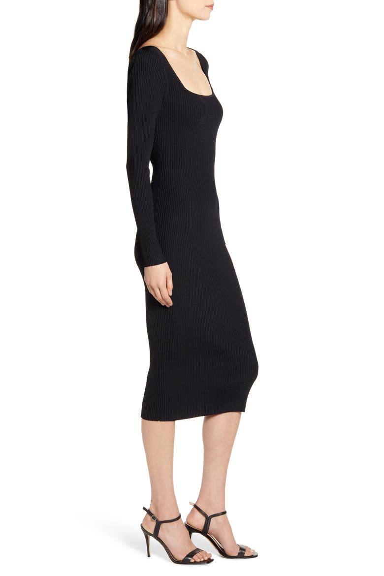 Long Sleeve Midi Sweater Dress, Alternate, color, BLACK