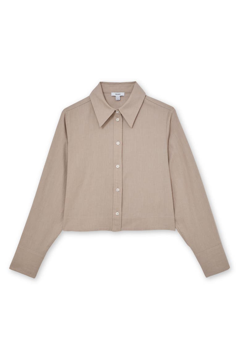 Caylan Crop Button-Up Shirt, Alternate, color, NEUTRAL