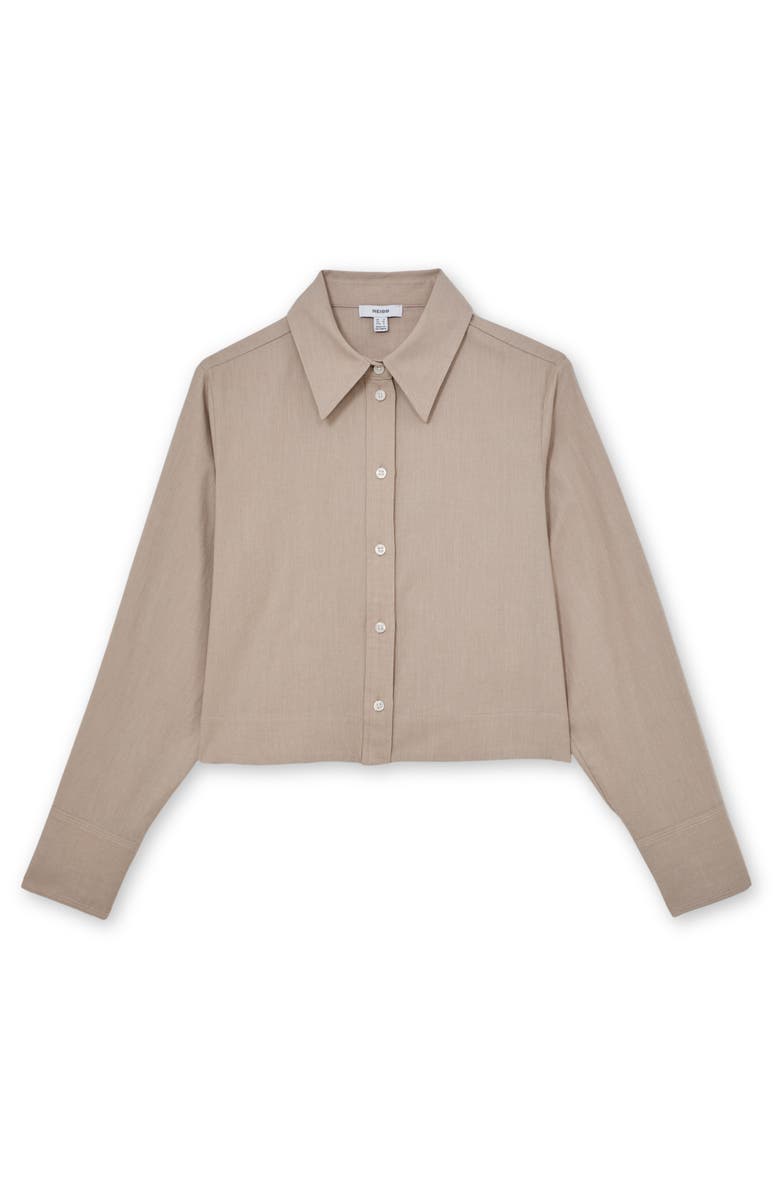 Reiss Caylan Crop Button-Up Shirt, Alternate, color, Neutral
