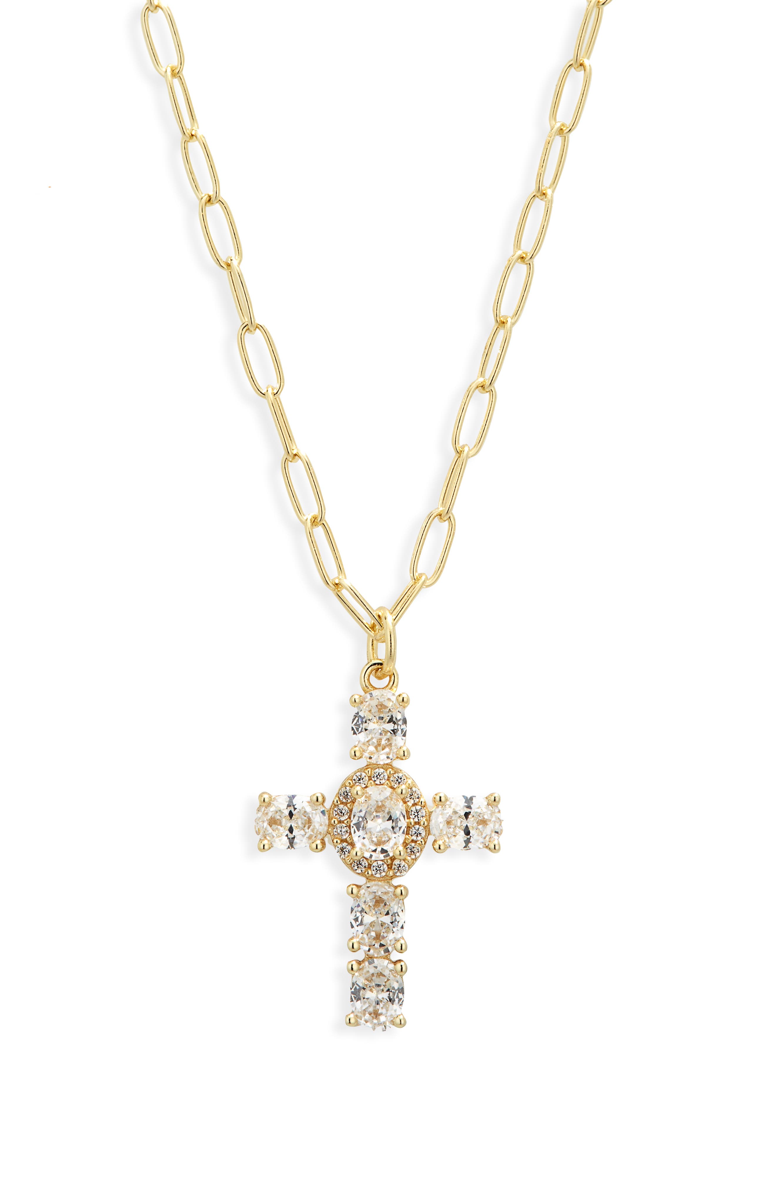 Argento Vivo Sterling Silver CZ Cross Pendant Necklace