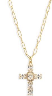 Argento Vivo Sterling Silver CZ Cross Pendant Necklace