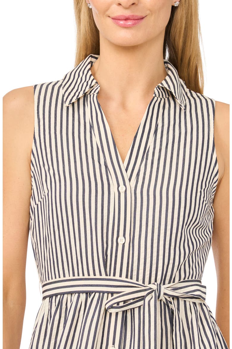 Stripe Sleeveless Tie Waist Shirtdress, Alternate, color, CLASSIC NAVY