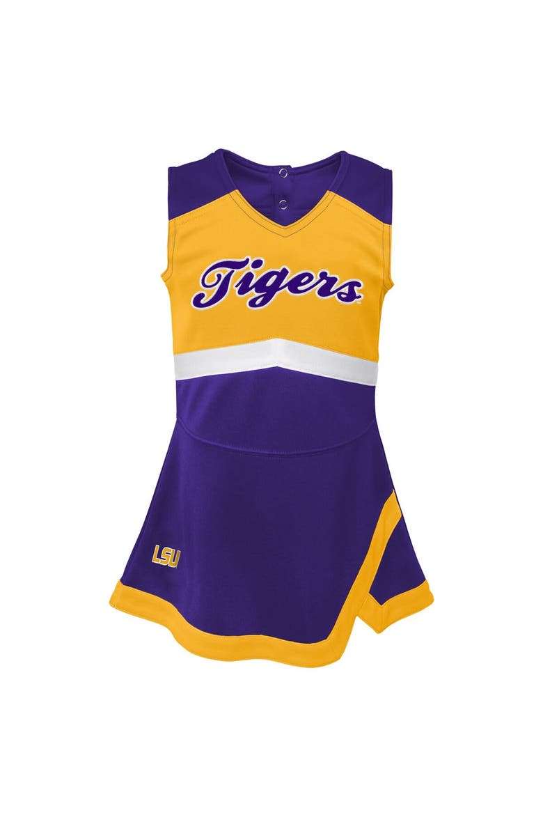 Girls Preschool Purple LSU Tigers Two-Piece Cheer Captain Jumper Dress & Bloomers Set, Alternate, color, Purple