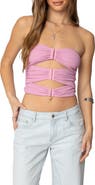 EDIKTED Ariella Cutout Strapless Crop Top