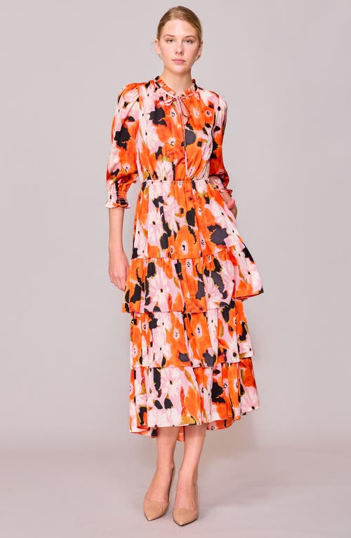 Melloday Three-quarter Sleeve Satin Midi Dress