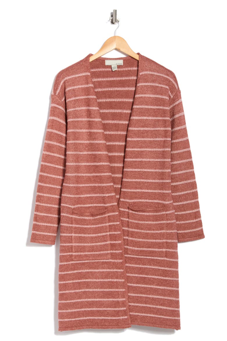 Freya Longline Cardigan, Alternate, color, MADDER BROWN/ PEACH BEIGE