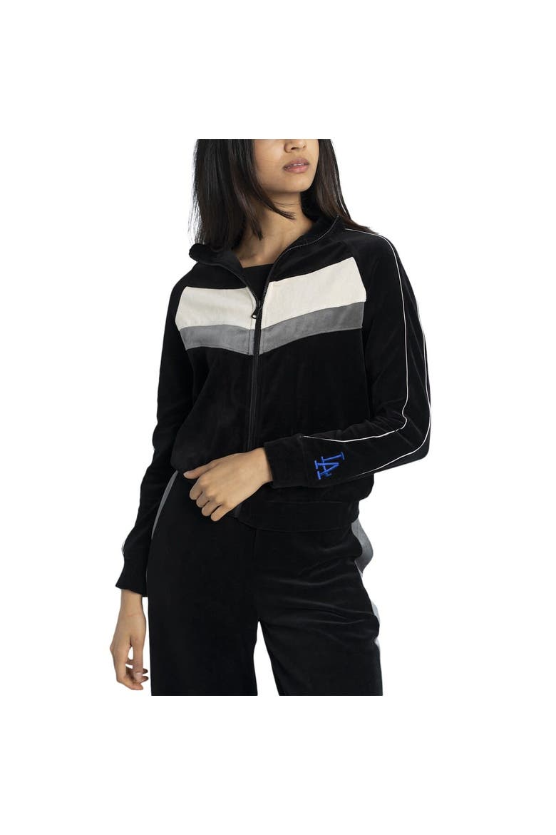 Women's Lusso Black Los Angeles Dodgers Nixie Raglan Full-Zip Jacket, Main, color, Black