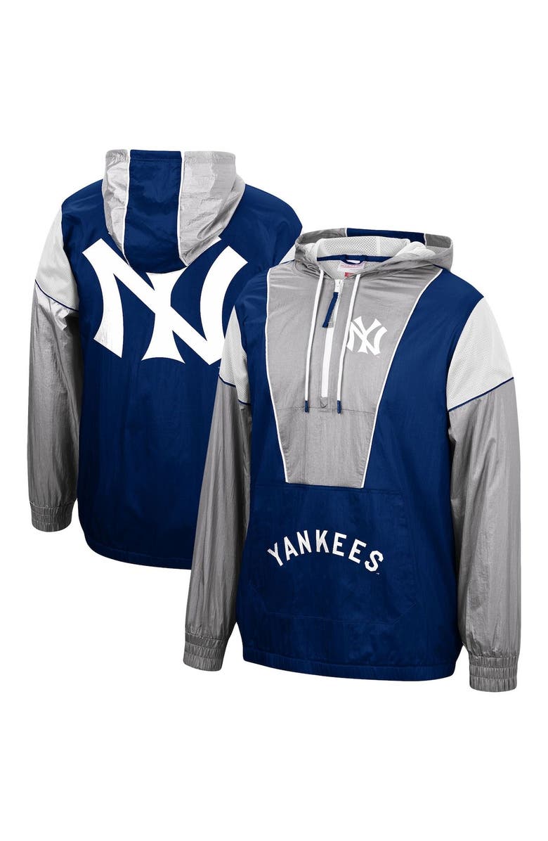 Mitchell & Ness Men's Mitchell & Ness Navy New York Yankees Highlight Reel Windbreaker Half-Zip Hoodie Jacket, Main, color,