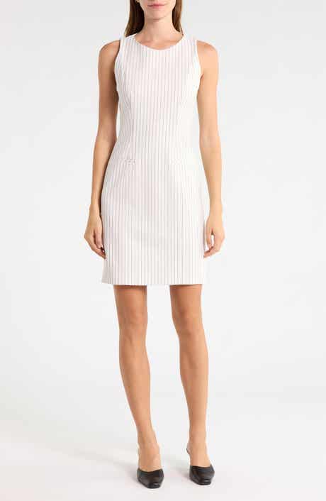 Pinstripe Sleeveless Sheath Dress