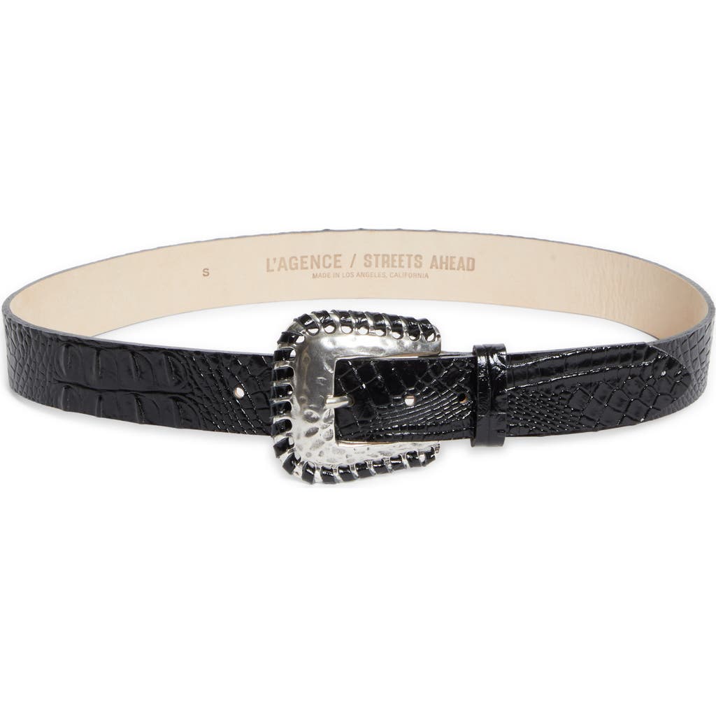 L'agence Brisa Laced Croc Embossed Belt
