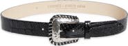 L'AGENCE Brisa Laced Croc Embossed Leather Belt