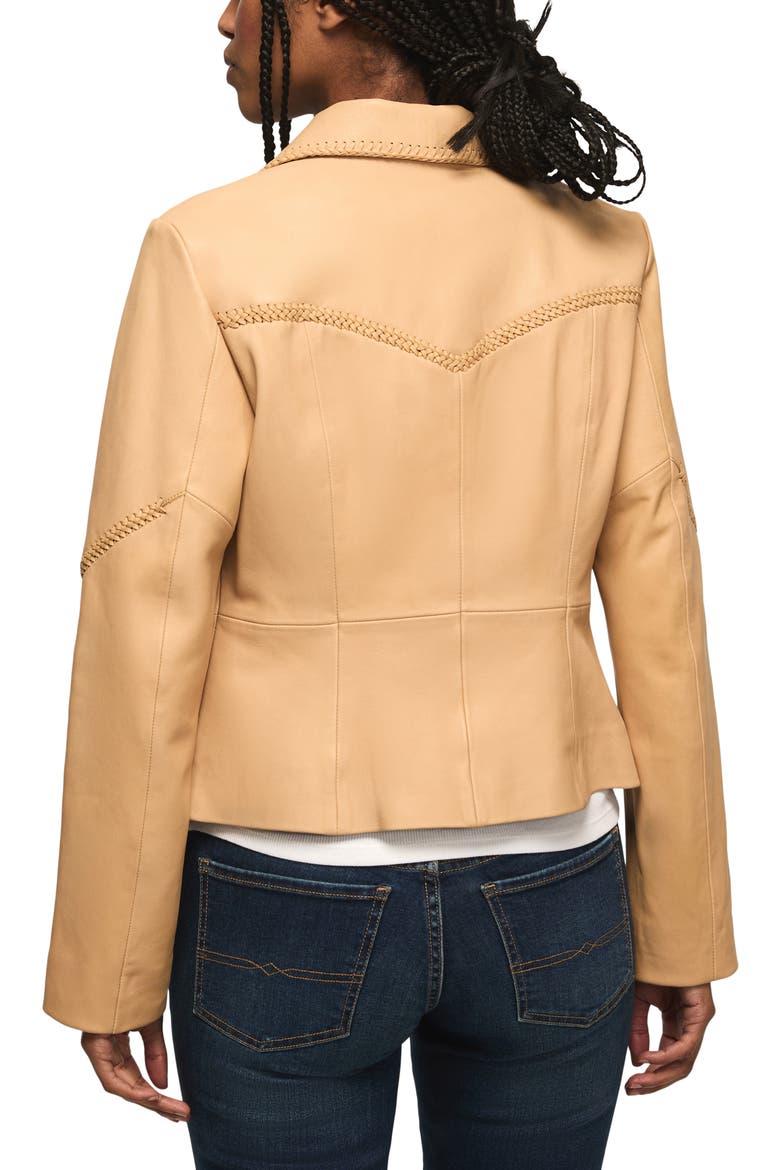 Festival Braided Seamed Leather Jacket, Alternate, color, TAN