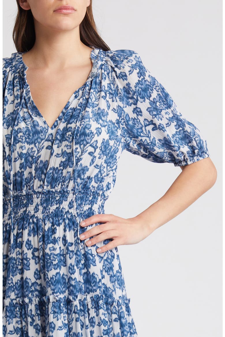 Fiorella Floral Smocked Dress, Alternate, color, CHAMBRAY FLORAL