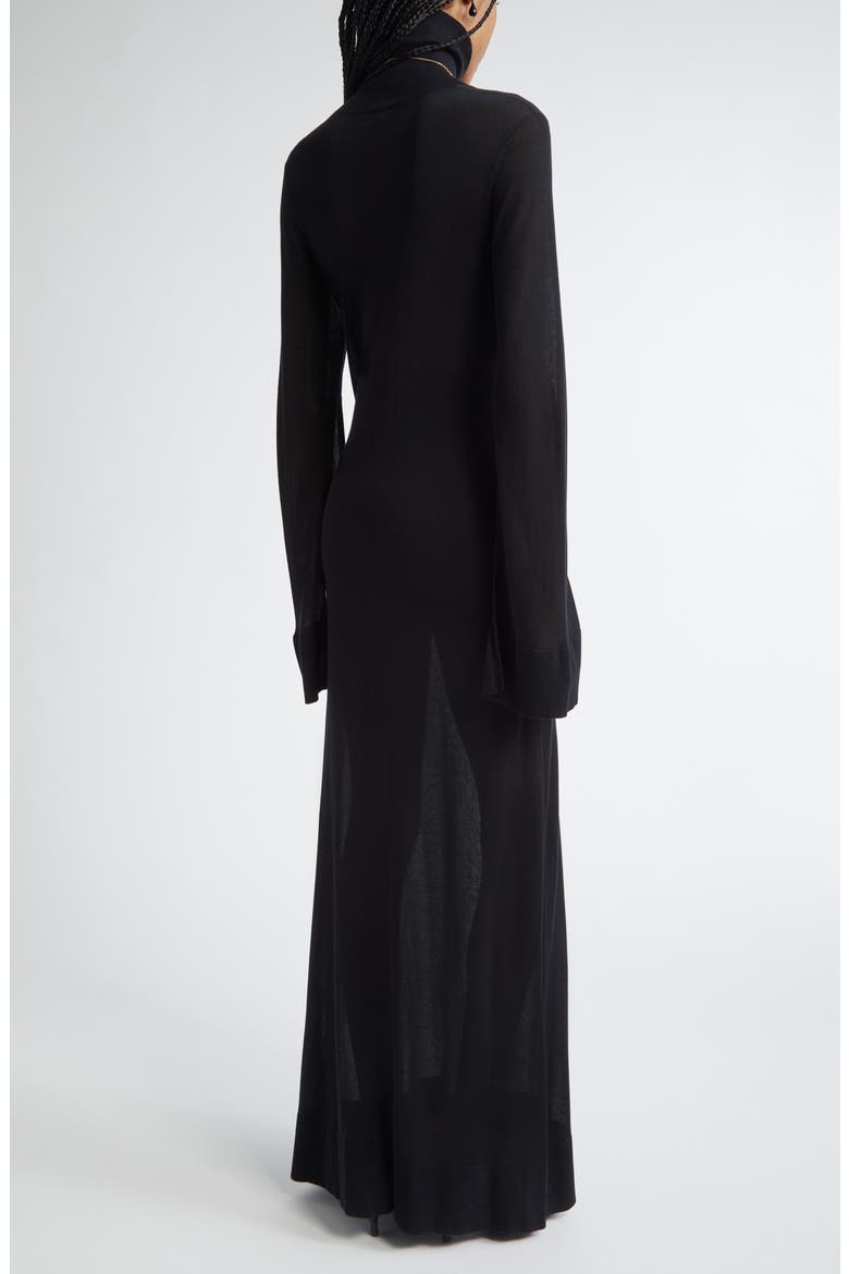 Slit Long Sleeve Jersey Dress, Alternate, color, BLACK