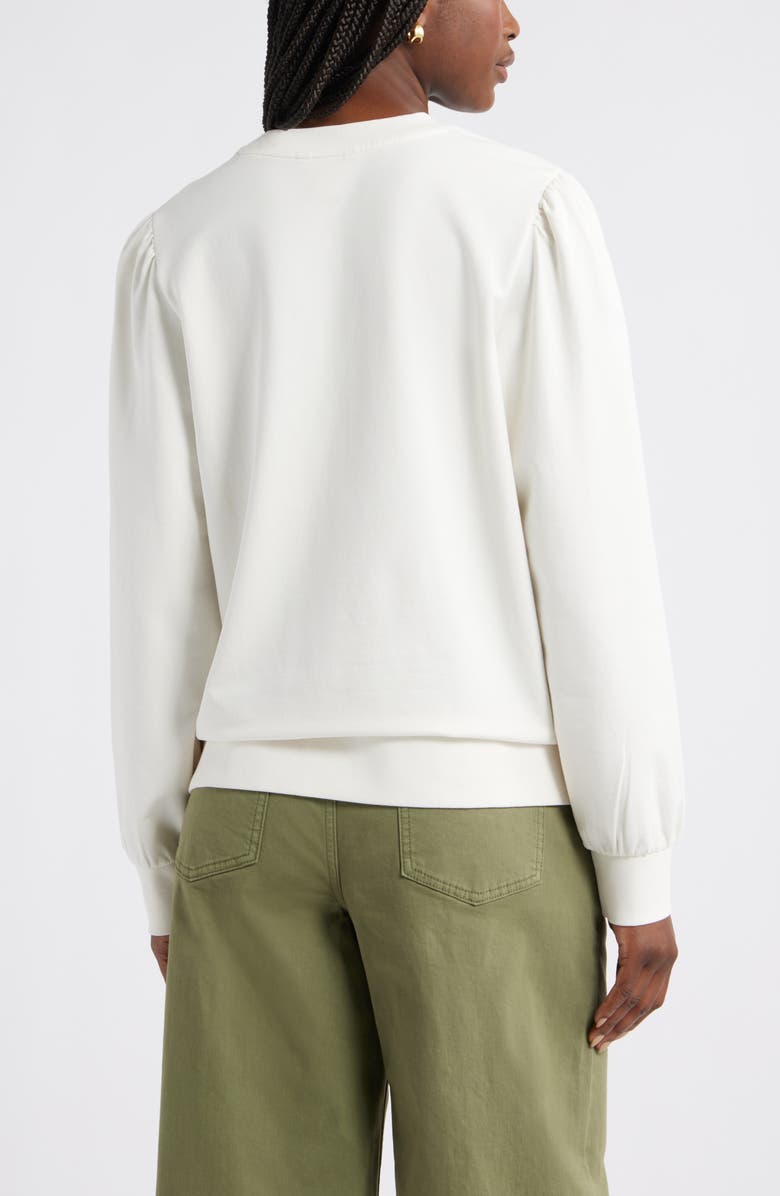Caslon<sup>®</sup> Puff Shoulder Sweatshirt, Alternate, color, Ivory Pristine