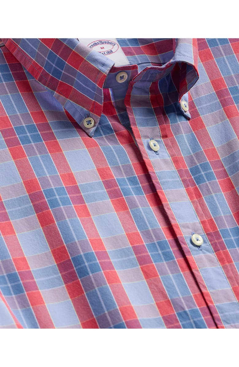 Brooks Brothers Friday Regular Fit Plaid Cotton Poplin Button-Down Shirt, Alternate, color, Blue Baroque Rose Bold Plaid