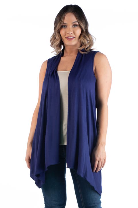Plus Size Asymmetric Open Front Cardigan